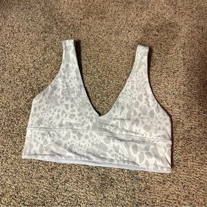 lululemon athletica White and Light Gray Leopard-Print V-Neck Bralette